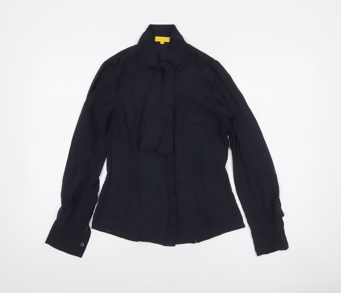The Uniform Studio Women's Black Chiffon Tie Neck Blouse Size 8