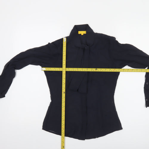 The Uniform Studio Women's Black Chiffon Tie Neck Blouse Size 8