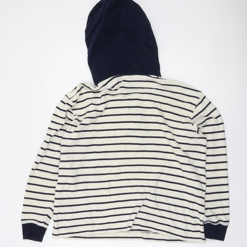 Zara Women Navy Stripe 1/4 Zip Cotton Hoodie M