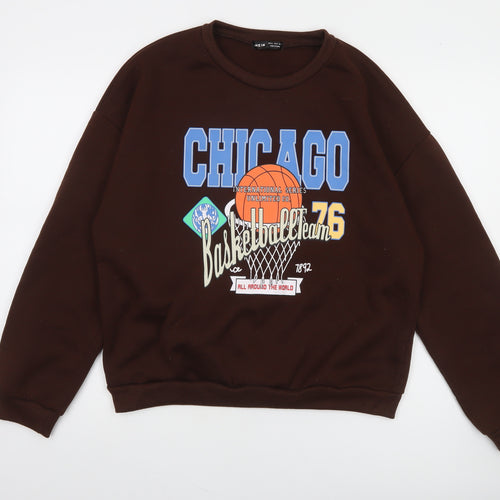 SHEIN Womens Brown Chicago Basketball Print Pullover Sweatshirt XL