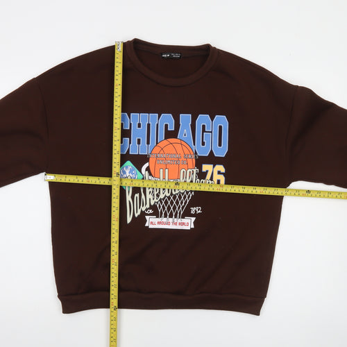 SHEIN Womens Brown Chicago Basketball Print Pullover Sweatshirt XL