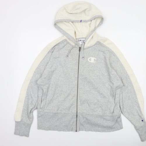 Champion Women’s Grey Full Zip Hoodie 1X Cotton Blend Athleticwear