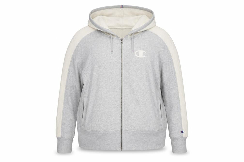 Champion Women’s Grey Full Zip Hoodie 1X Cotton Blend Athleticwear