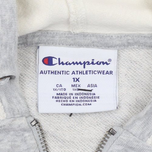 Champion Women’s Grey Full Zip Hoodie 1X Cotton Blend Athleticwear