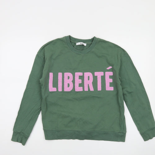 Find Women Green LIBERTÉ Cotton Sweatshirt UK 8 Crew Neck Long Sleeve