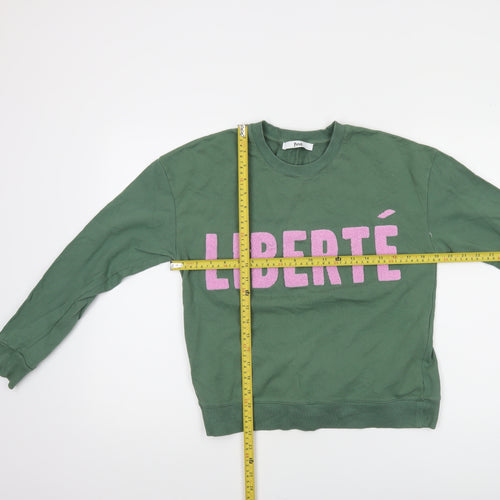 Find Women Green LIBERTÉ Cotton Sweatshirt UK 8 Crew Neck Long Sleeve