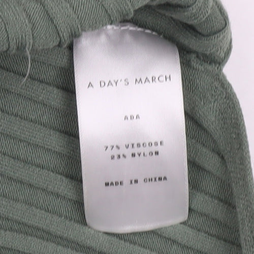 A Day’s March Women Green L Midi Collared Knit Shirt Dress