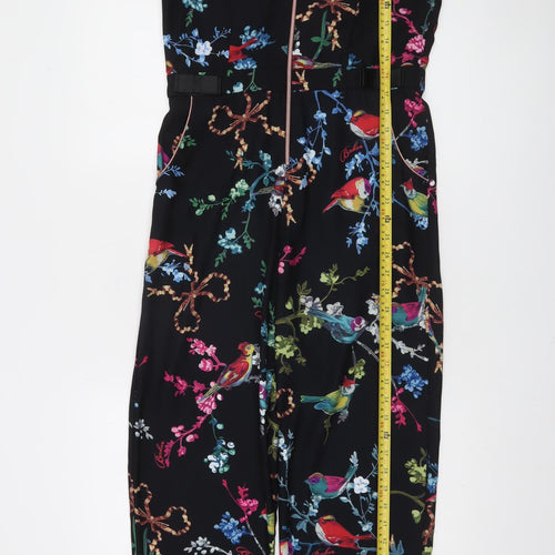 Ted Baker Girls Black Floral Bird Print Belted Jumpsuit Age 14