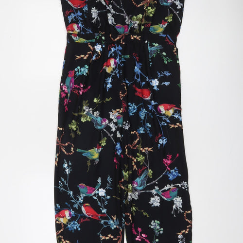 Ted Baker Girls Black Floral Bird Print Belted Jumpsuit Age 14
