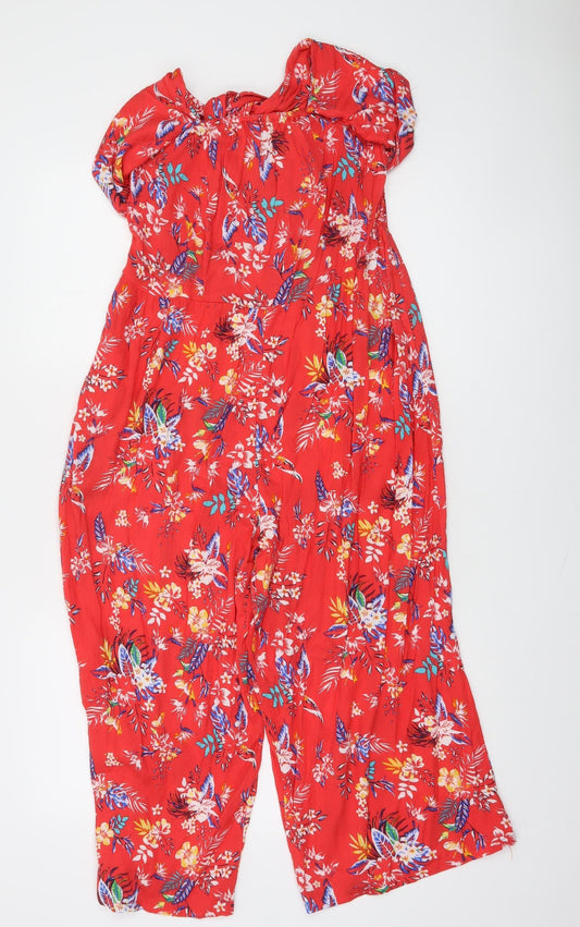 Dunnes Stores Red Floral Off-Shoulder Playsuit Women’s Size 8 Viscose