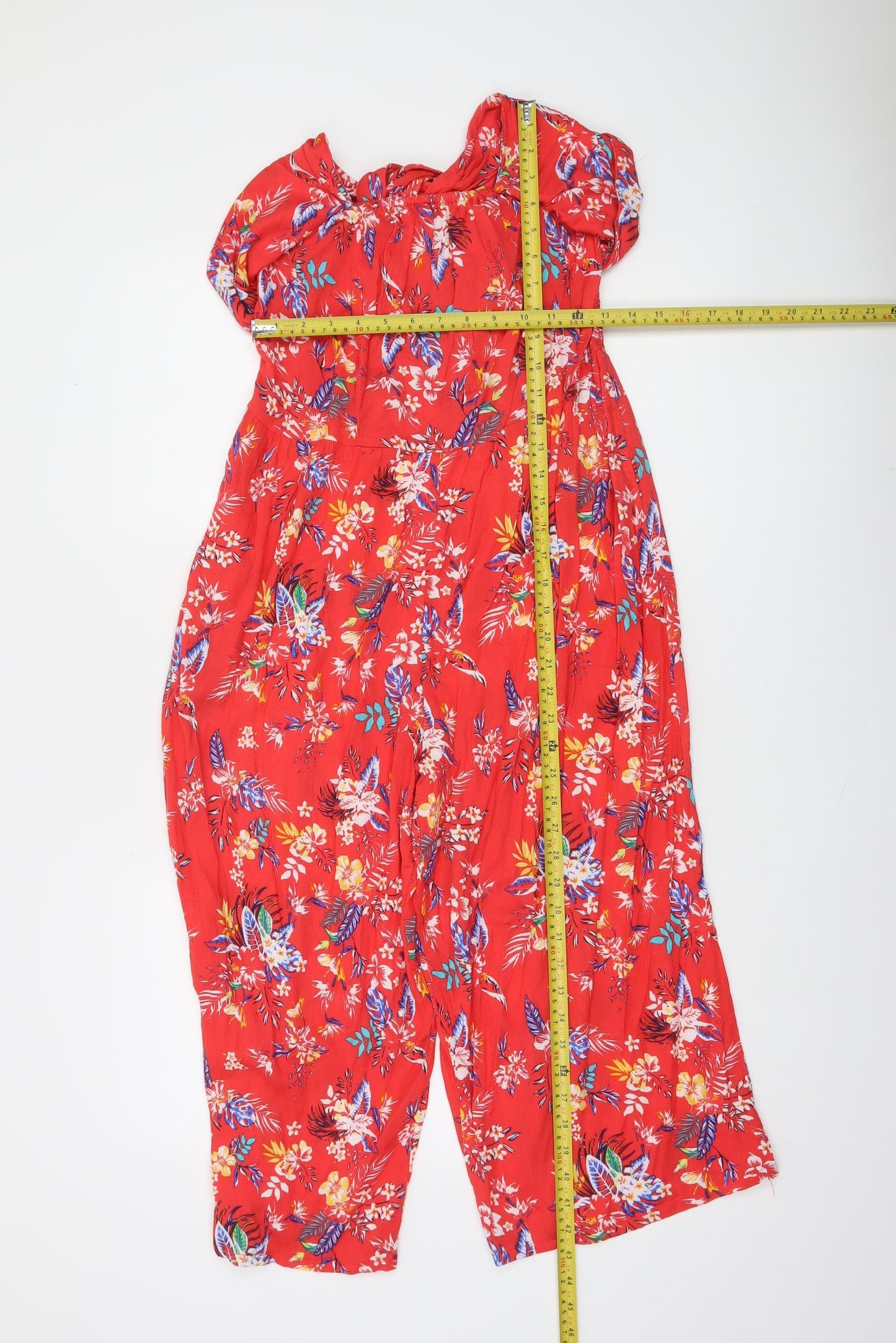 Dunnes Stores Red Floral Off-Shoulder Playsuit Women’s Size 8 Viscose