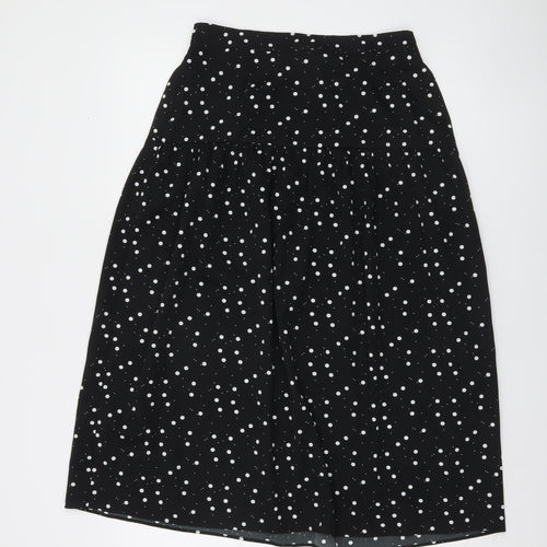 Dunnes Women Black Polka Dot A-Line Knee Length Skirt Size 10