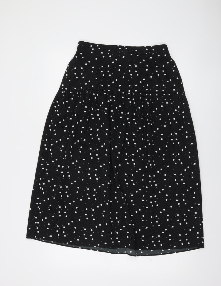 Dunnes Women Black Polka Dot A-Line Knee Length Skirt Size 10