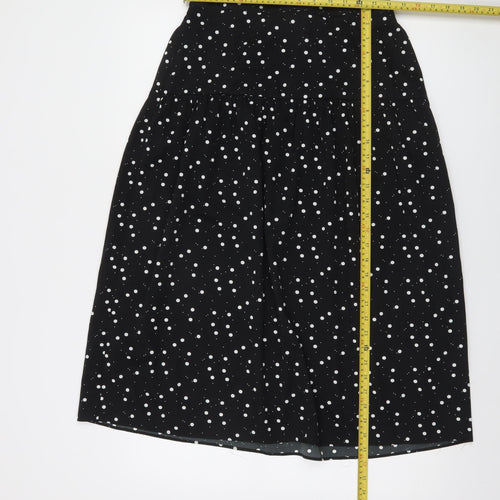Dunnes Women Black Polka Dot A-Line Knee Length Skirt Size 10