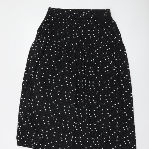 Dunnes Women Black Polka Dot A-Line Knee Length Skirt Size 10
