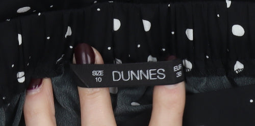 Dunnes Women Black Polka Dot A-Line Knee Length Skirt Size 10