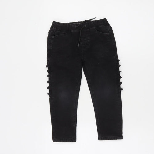 Next Girls Black Stretch Dinosaur Jegging Jeans 3-4 Years Elastic Waist