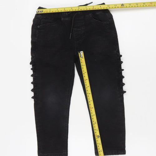 Next Girls Black Stretch Dinosaur Jegging Jeans 3-4 Years Elastic Waist