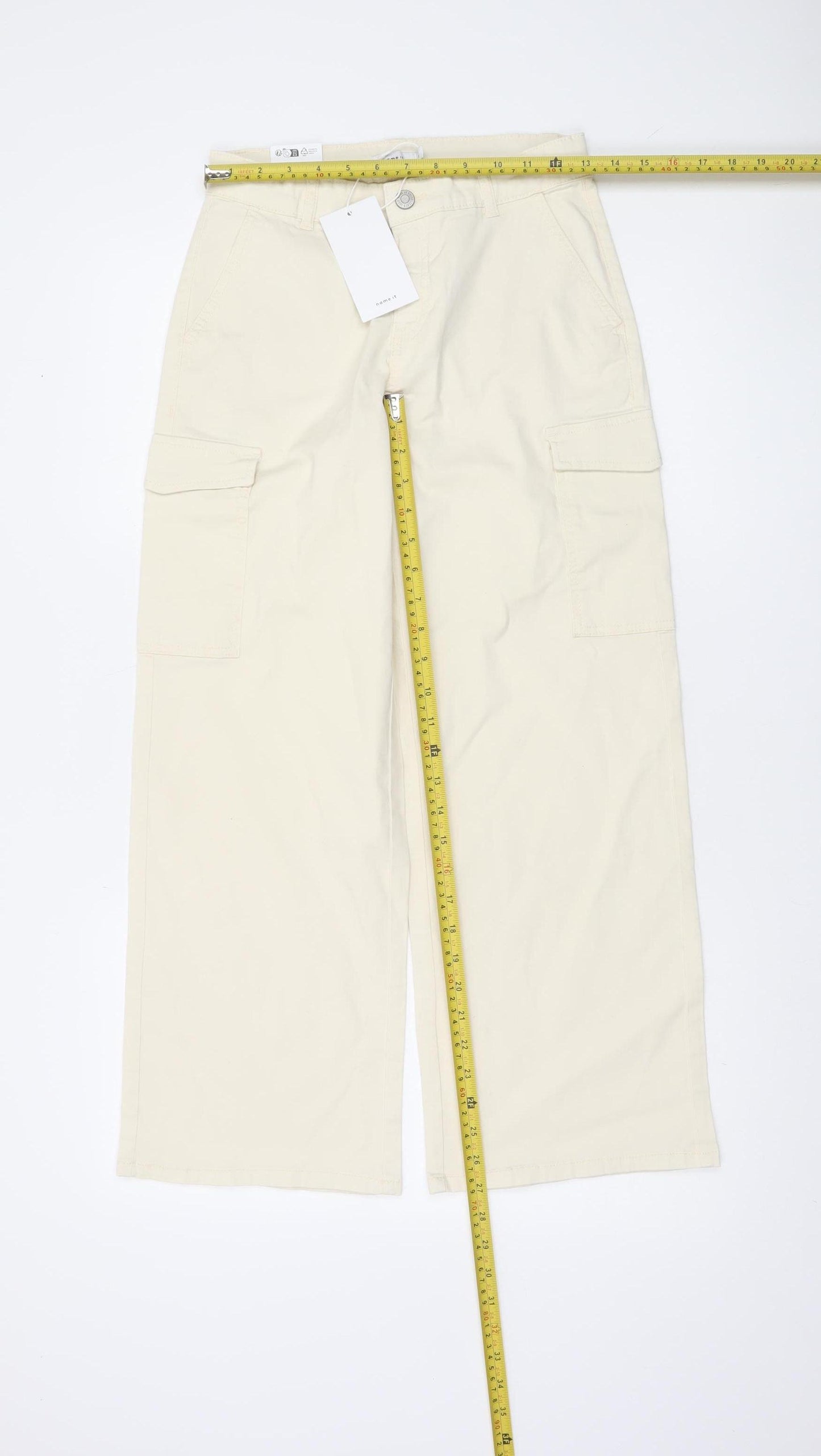Name It Girls Beige Cargo Trousers 12 Years Cotton Blend Regular Fit