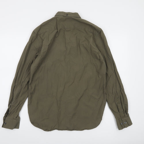 French Connection Men's Green Button-Down Cotton Long Sleeve Shirt Size M