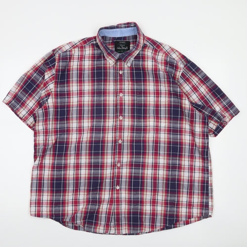 Dunnes Men’s Multicoloured Plaid Cotton Blend Short Sleeve Regular Fit Shirt 2XL