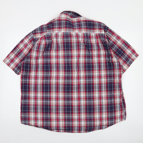 Dunnes Men’s Multicoloured Plaid Cotton Blend Short Sleeve Regular Fit Shirt 2XL