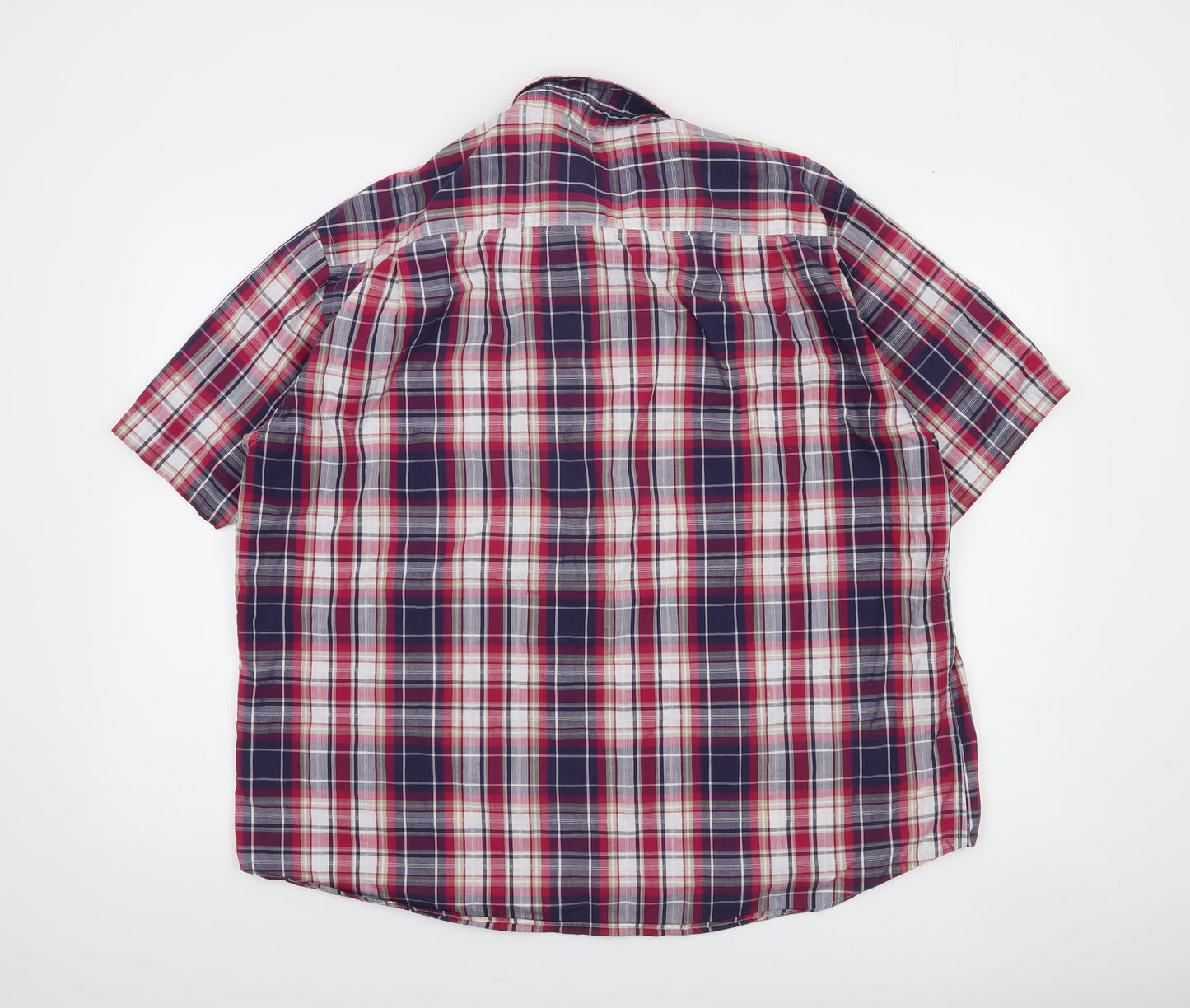 Dunnes Men’s Multicoloured Plaid Cotton Blend Short Sleeve Regular Fit Shirt 2XL