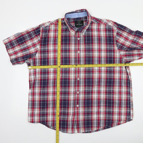 Dunnes Men’s Multicoloured Plaid Cotton Blend Short Sleeve Regular Fit Shirt 2XL