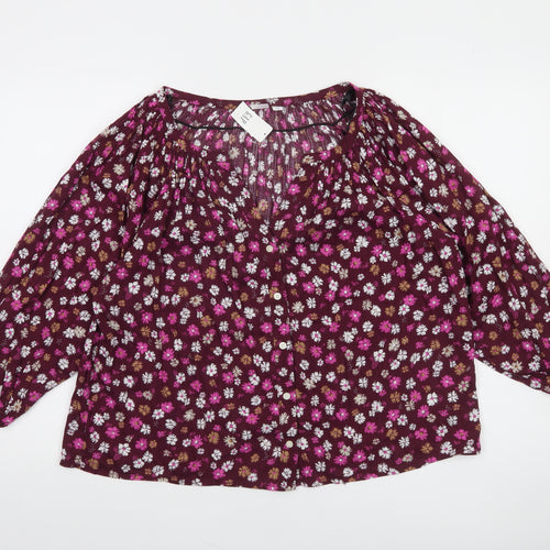 GAP Womens Multicoloured Floral Cotton Rayon Peasant Blouse Size S