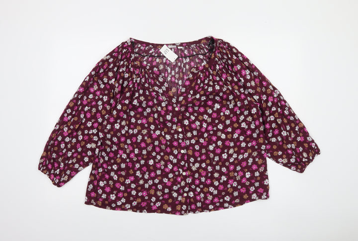 GAP Womens Multicoloured Floral Cotton Rayon Peasant Blouse Size S
