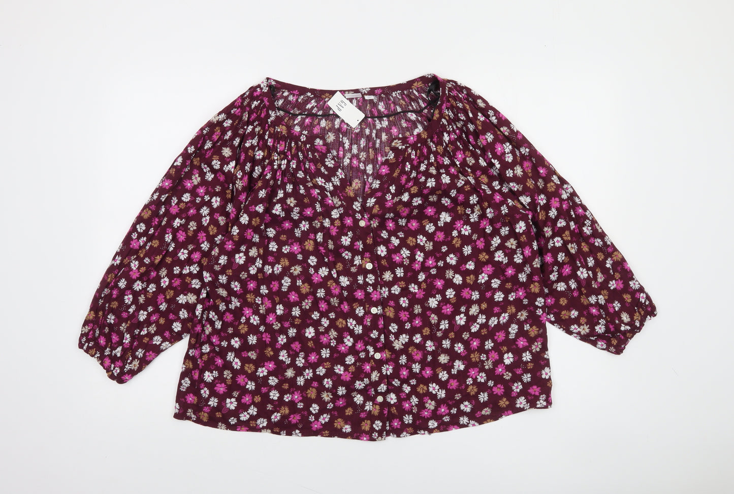 GAP Womens Multicoloured Floral Cotton Rayon Peasant Blouse Size S