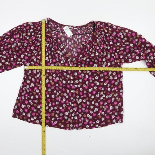 GAP Womens Multicoloured Floral Cotton Rayon Peasant Blouse Size S