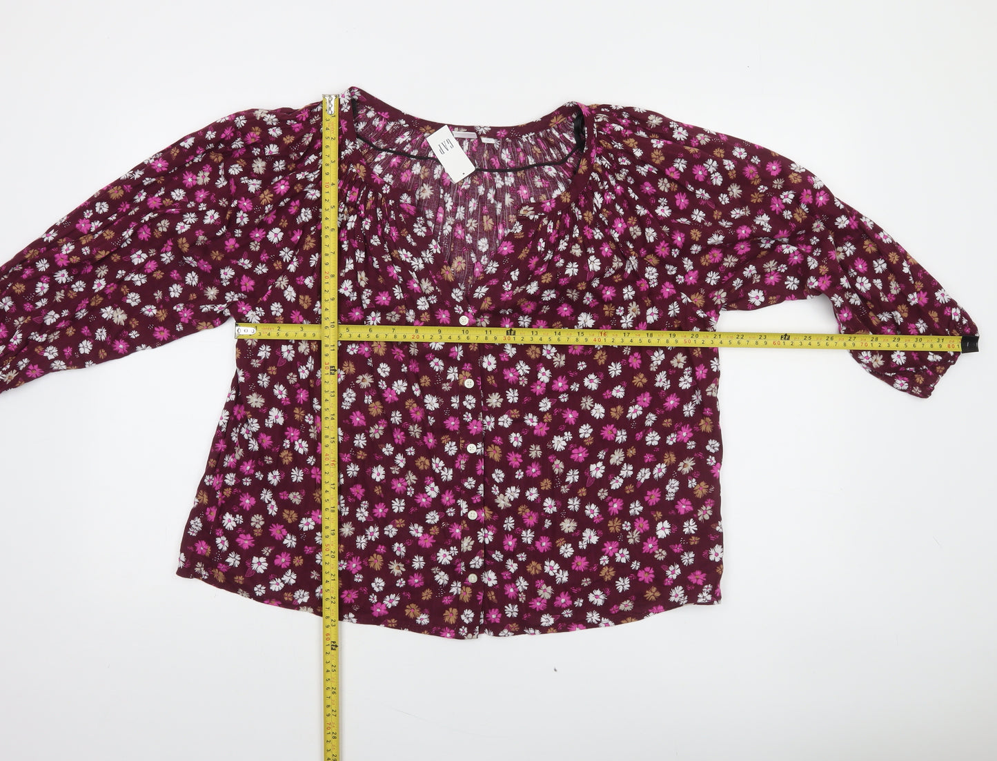 GAP Womens Multicoloured Floral Cotton Rayon Peasant Blouse Size S