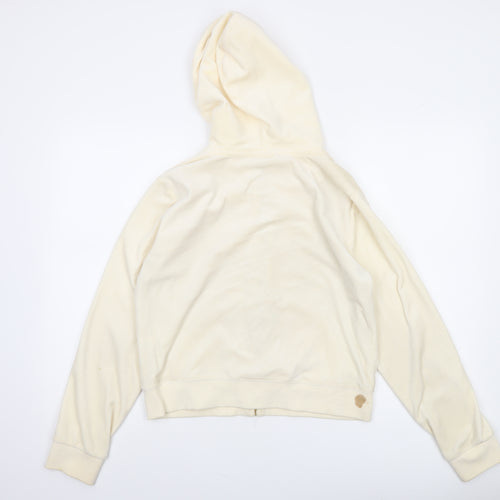 Juicy Couture Women Beige Velour Full Zip Hoodie Size L