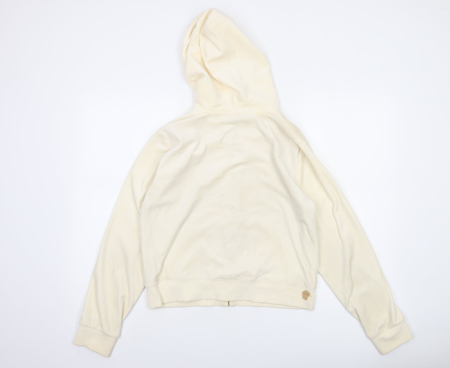 Juicy Couture Women Beige Velour Full Zip Hoodie Size L
