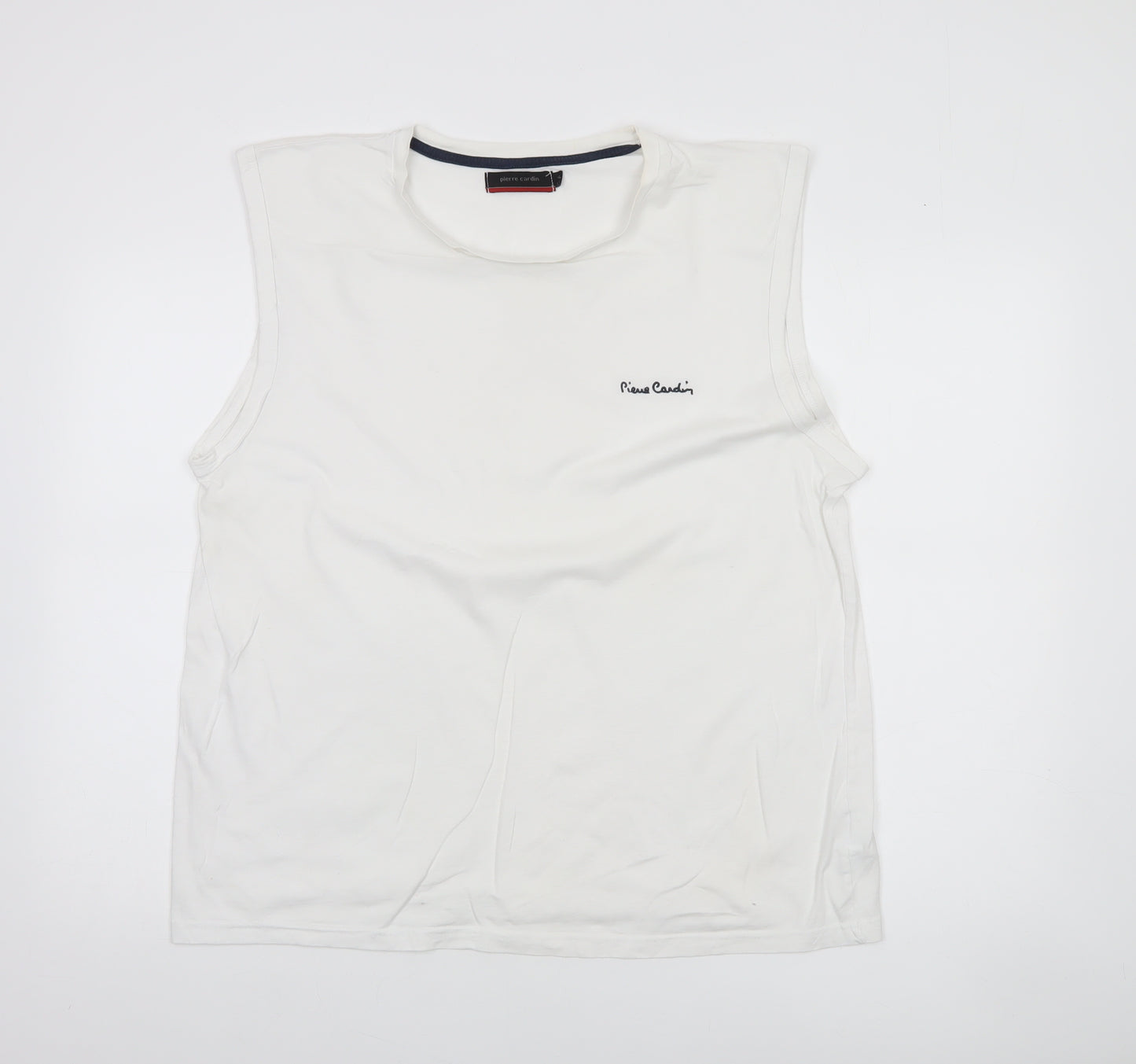 Pierre Cardin Men's White Sleeveless Cotton Top XL Regular Fit