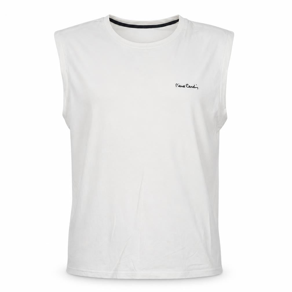 Pierre Cardin Men's White Sleeveless Cotton Top XL Regular Fit