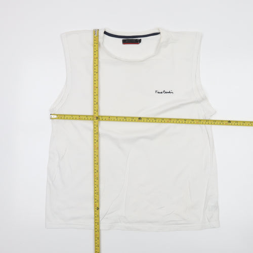Pierre Cardin Men's White Sleeveless Cotton Top XL Regular Fit