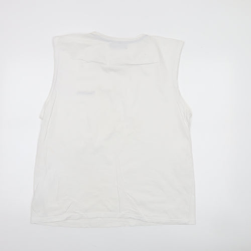 Pierre Cardin Men's White Sleeveless Cotton Top XL Regular Fit