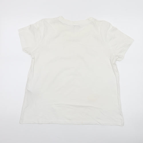 Whistles Women's White Cotton Crochet Detail T-Shirt UK 12