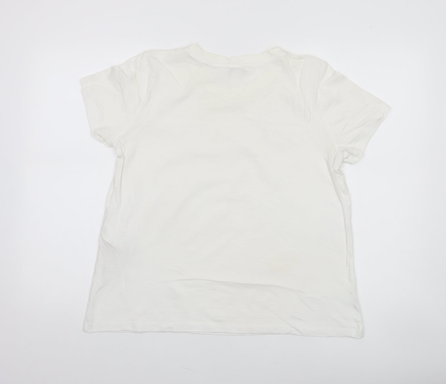 Whistles Women's White Cotton Crochet Detail T-Shirt UK 12