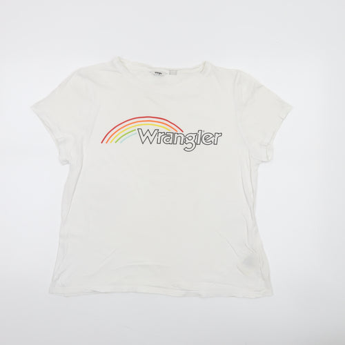 Wrangler Womens White M Basic Cotton Rainbow Print T-Shirt