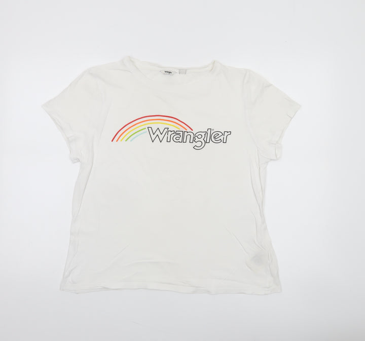 Wrangler Womens White M Basic Cotton Rainbow Print T-Shirt