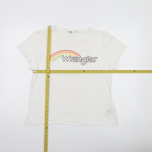 Wrangler Womens White M Basic Cotton Rainbow Print T-Shirt