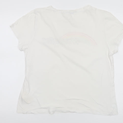 Wrangler Womens White M Basic Cotton Rainbow Print T-Shirt