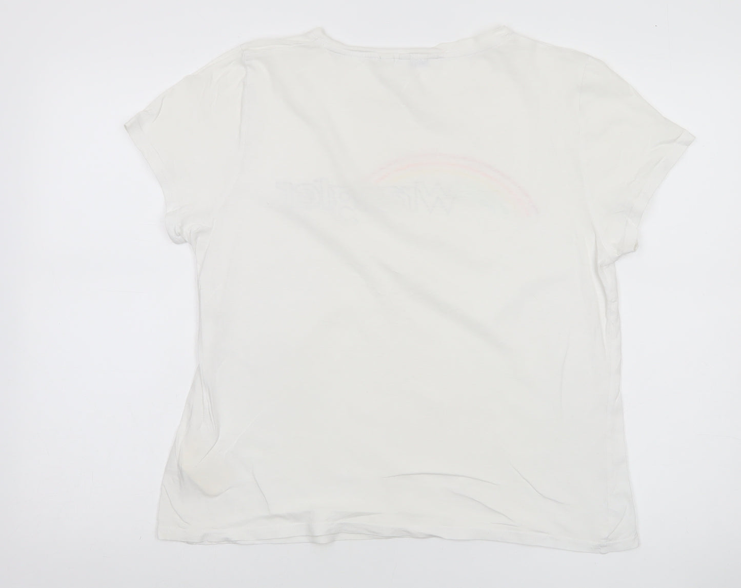 Wrangler Womens White M Basic Cotton Rainbow Print T-Shirt