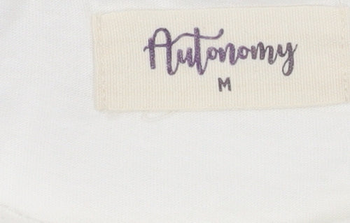 Autonomy Women’s White Floral Bird Print Cotton T-Shirt M