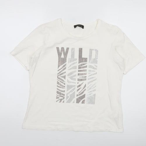 Icona Womens White Rhinestone 'Wild' T-Shirt Size 16
