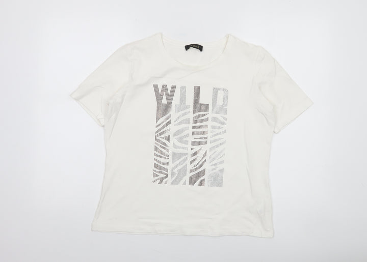 Icona Womens White Rhinestone 'Wild' T-Shirt Size 16