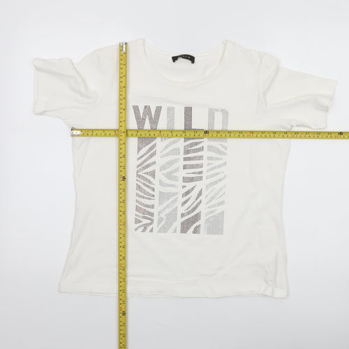 Icona Womens White Rhinestone 'Wild' T-Shirt Size 16